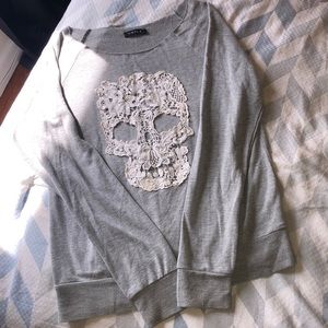 Lace skull sweater